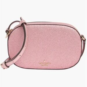 Kate spade pink glimmer oval camera bag glitter, NEW
